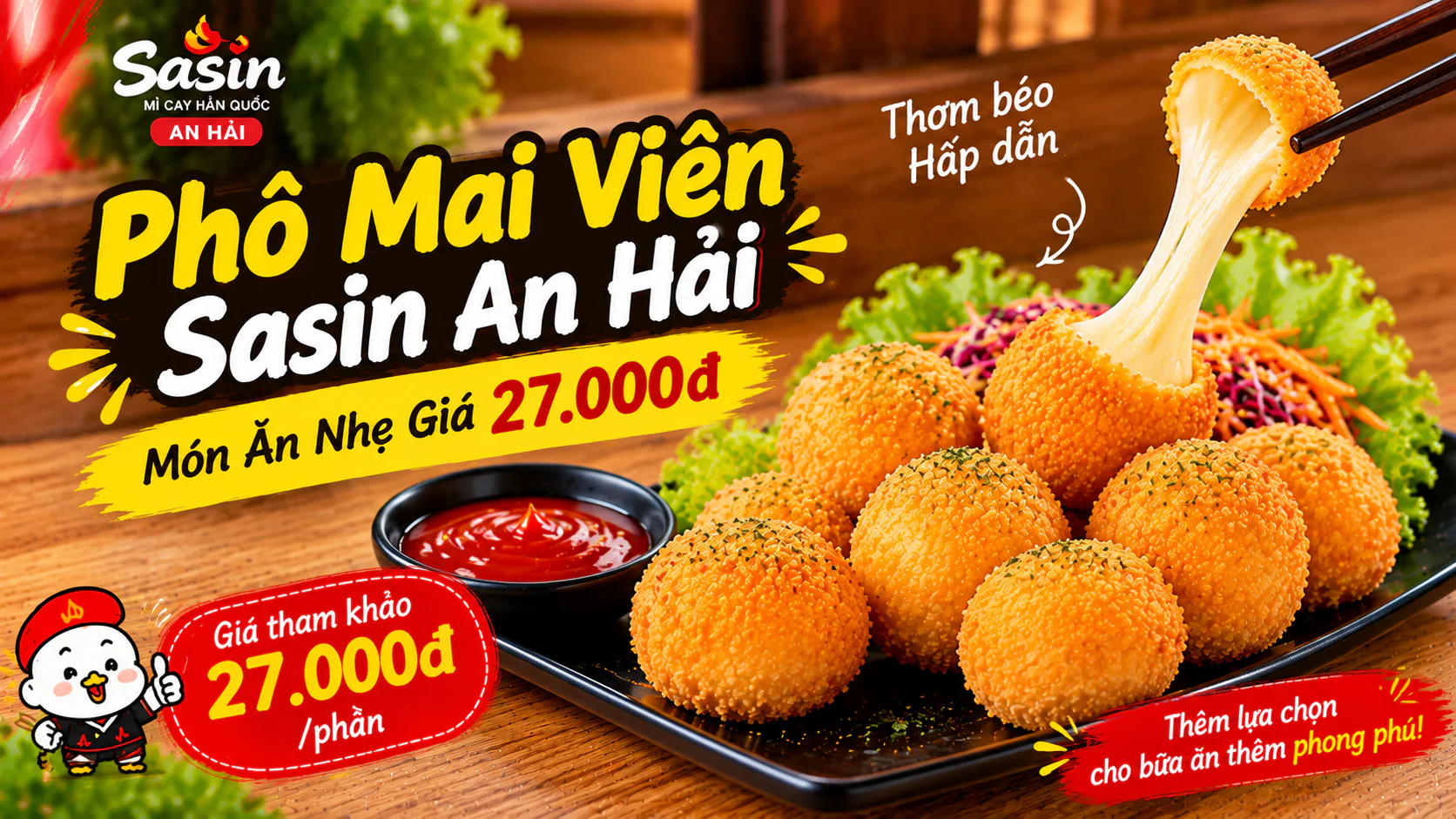 Phô Mai Viên trong danh mục khai vị của Mì Cay Sasin An Hải tại Đà Nẵng