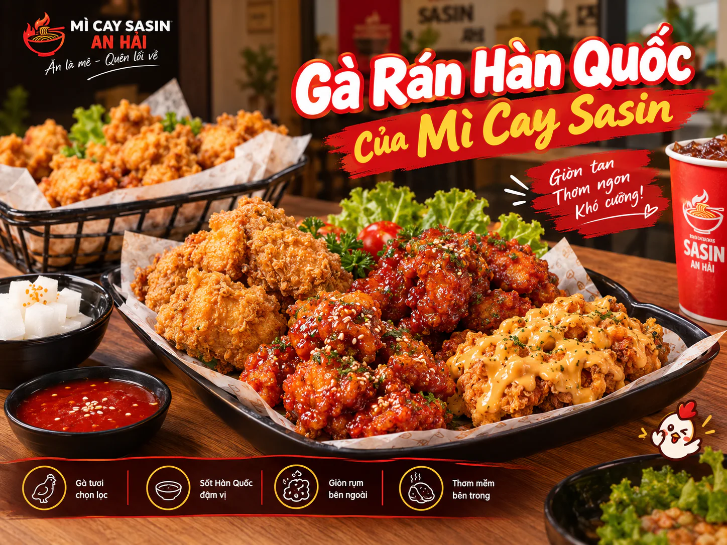 Gà rán Hàn Quốc Sasin An Hải cùng combo tại Sơn Trà, Đà Nẵng