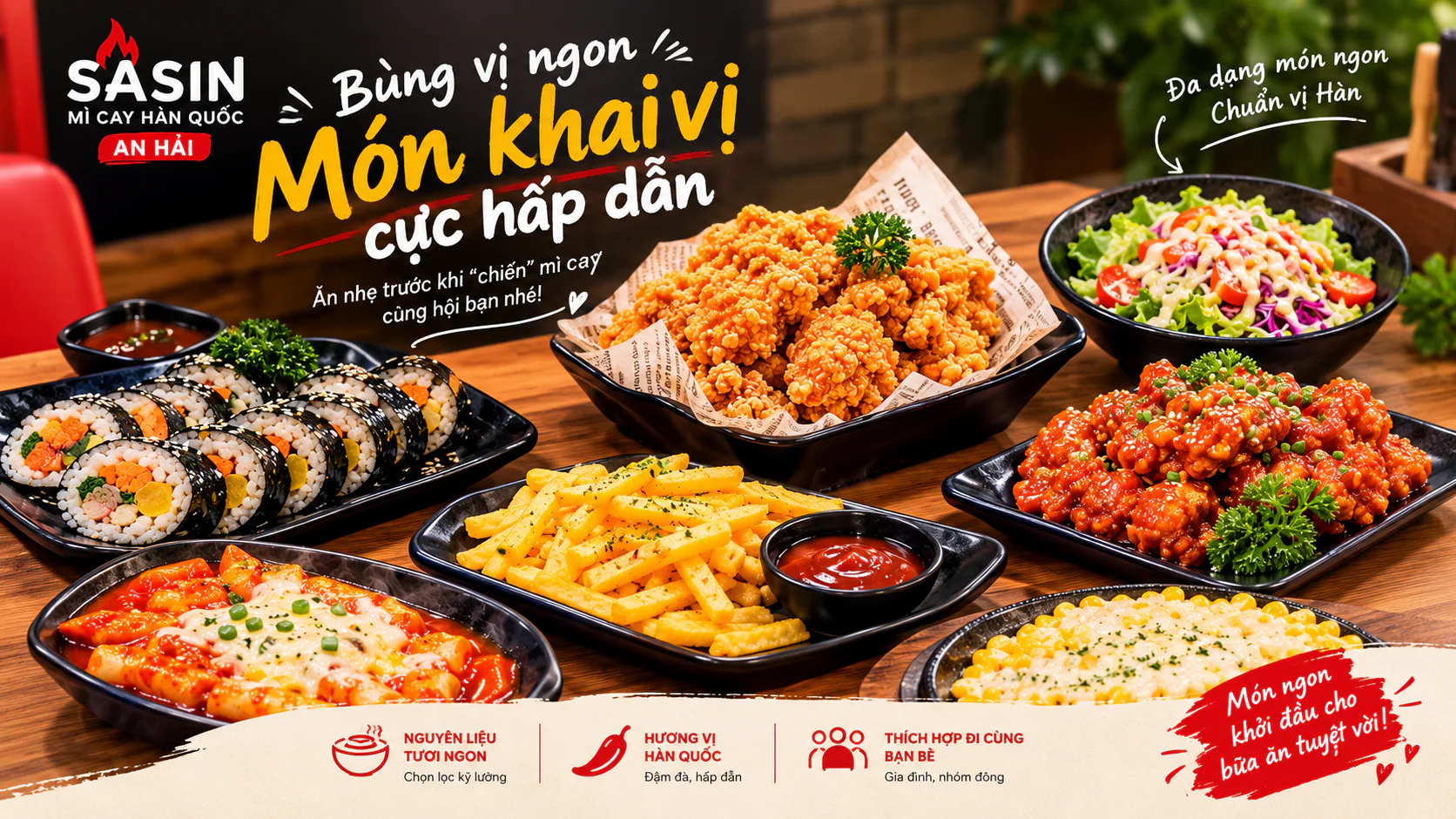 Món khai vị trong menu Mì Cay Sasin An Hải tại Đà Nẵng