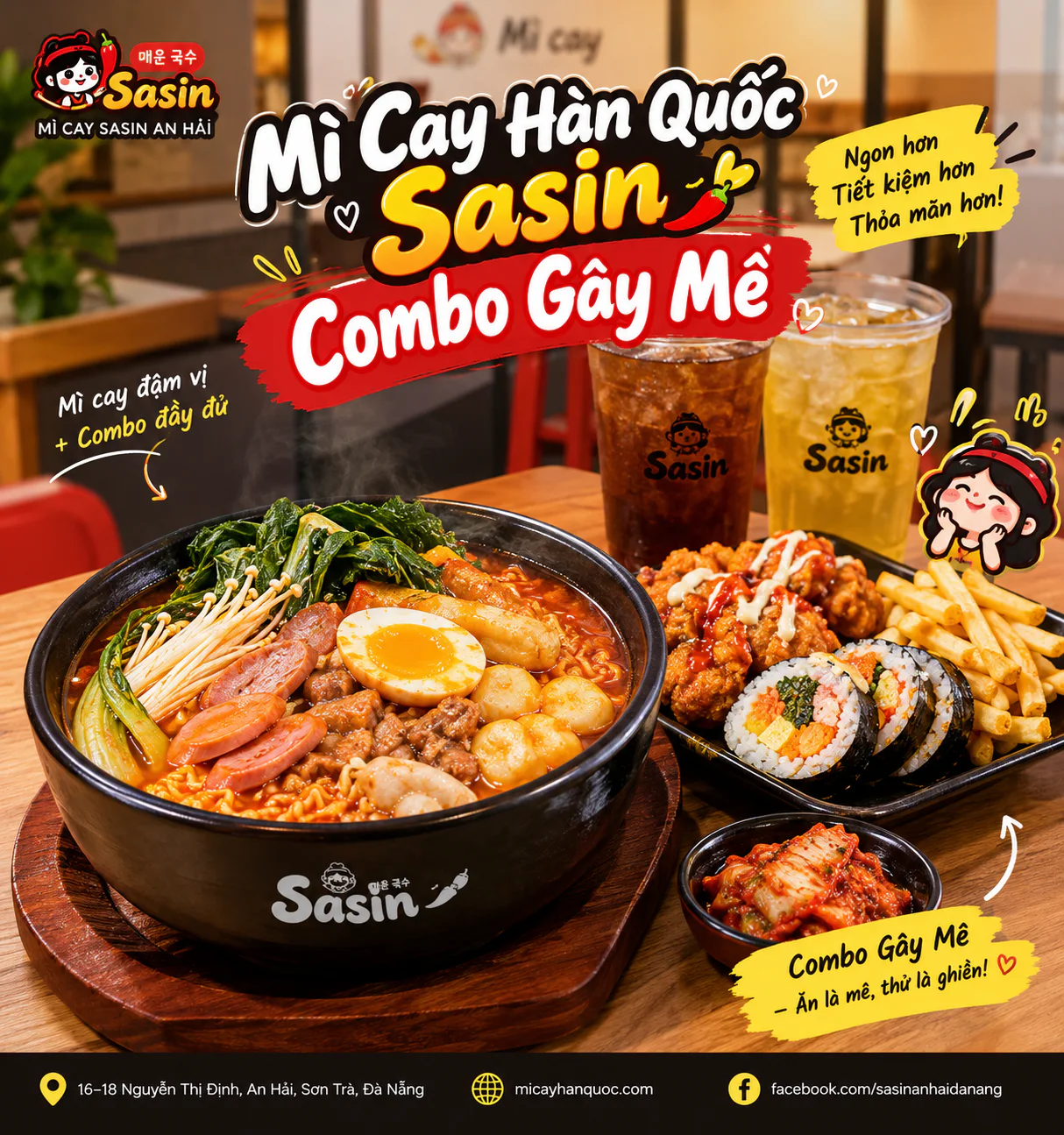 Món ăn trong Combo Gây Mê tại Mì Cay Sasin An Hải, Đà Nẵng