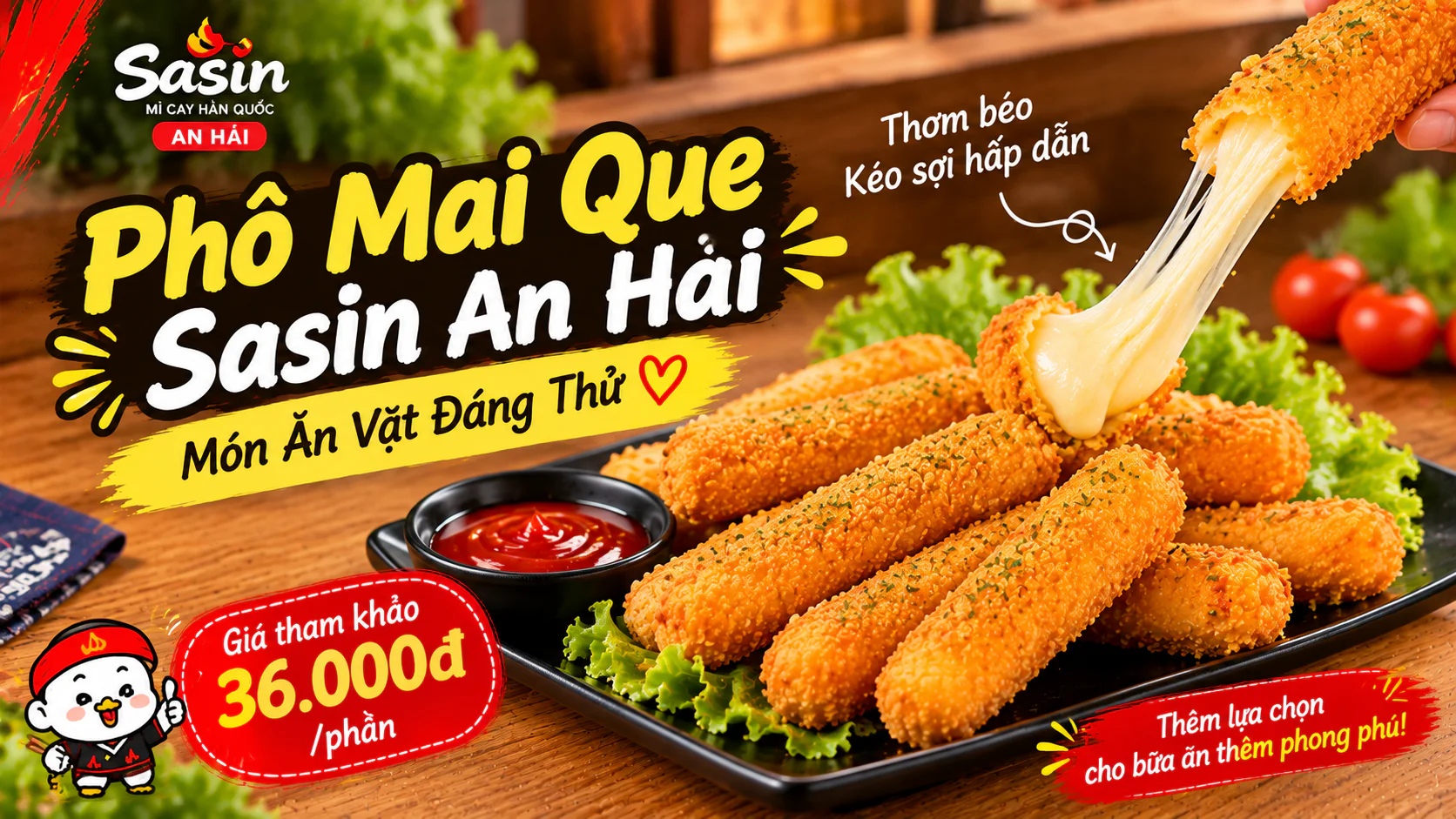 Phô Mai Que trong danh mục khai vị Mì Cay Sasin An Hải
